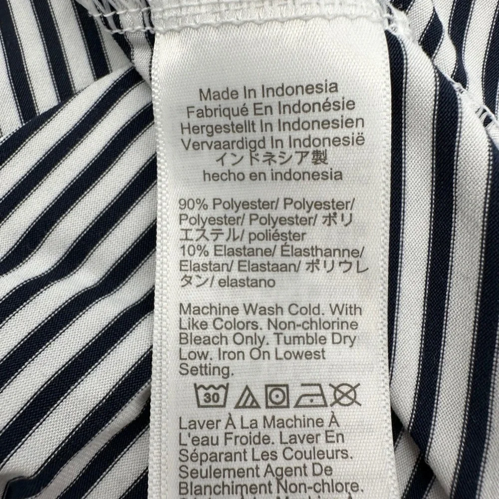 Men's J Crew Striped Performance Polo Shirt Black and White Activewear Size XL‎